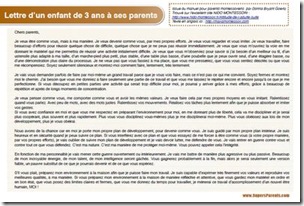 Lettre d'un enfant à ses parents