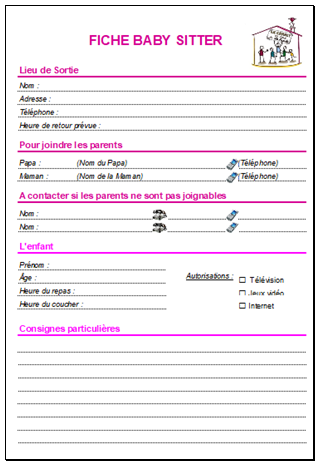 La fiche descriptive de mon bébé - S'organiser avec bébé